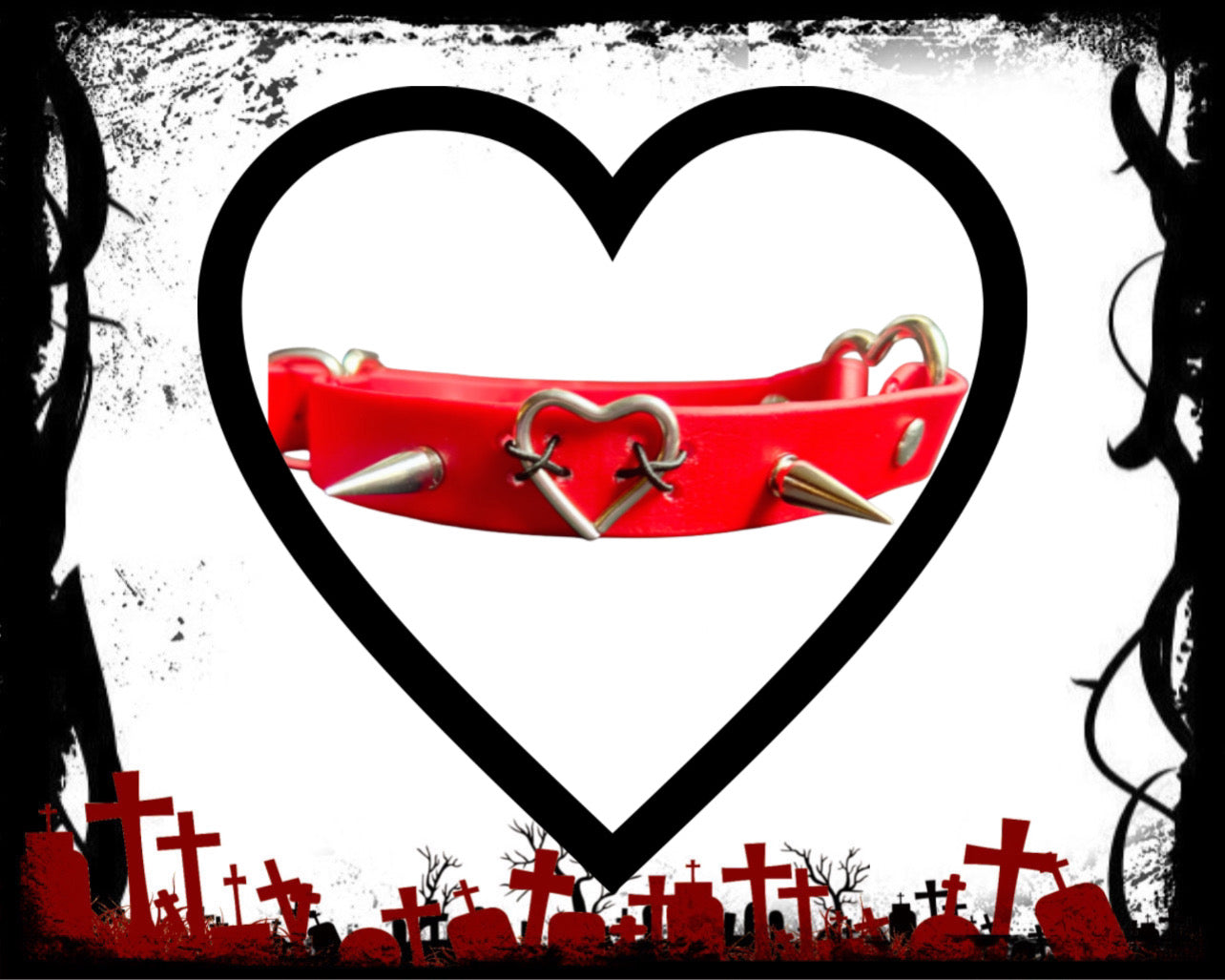 Crimsin Heart Spiked Choker