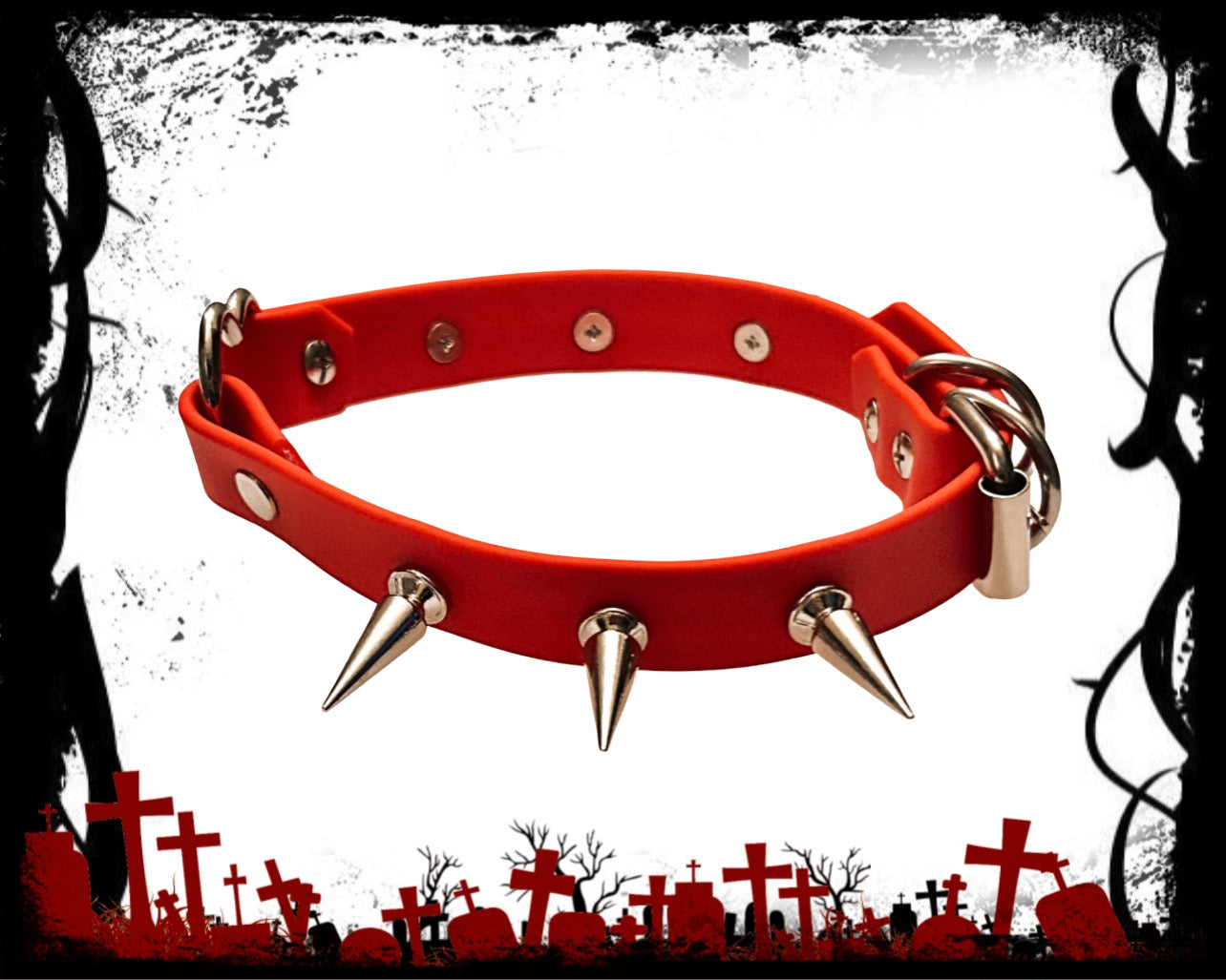 Cherry Red Spiked Choker