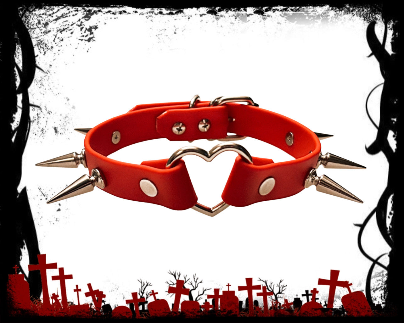 Cherry Red Spiked Choker