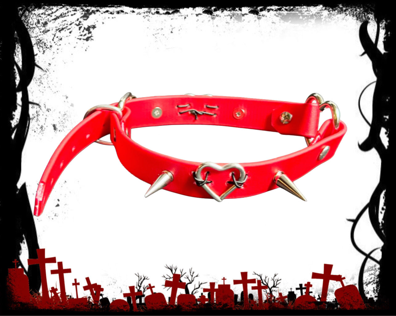 Crimsin Heart Spiked Choker