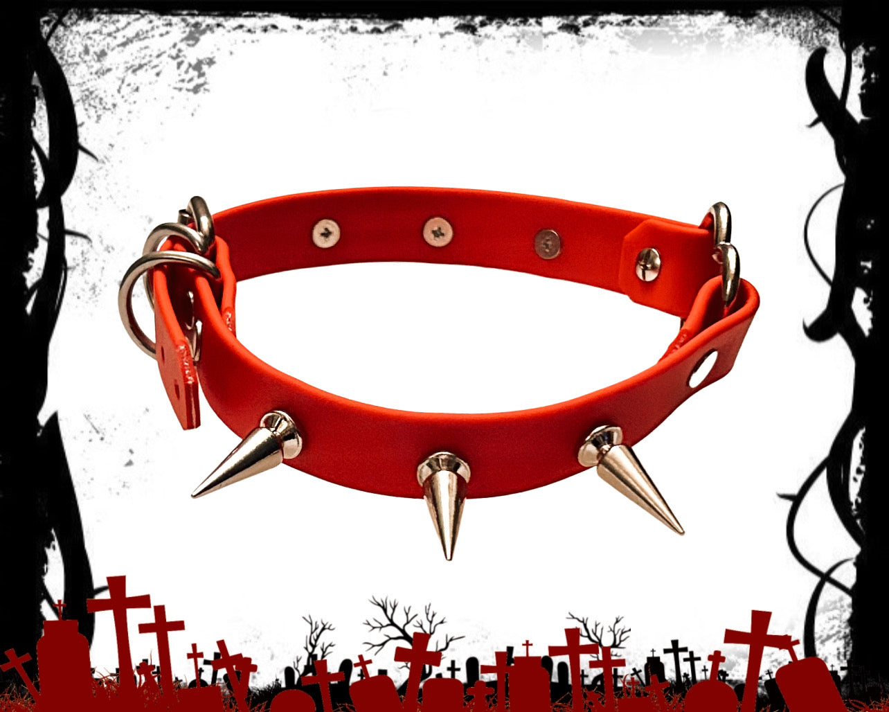 Cherry Red Spiked Choker