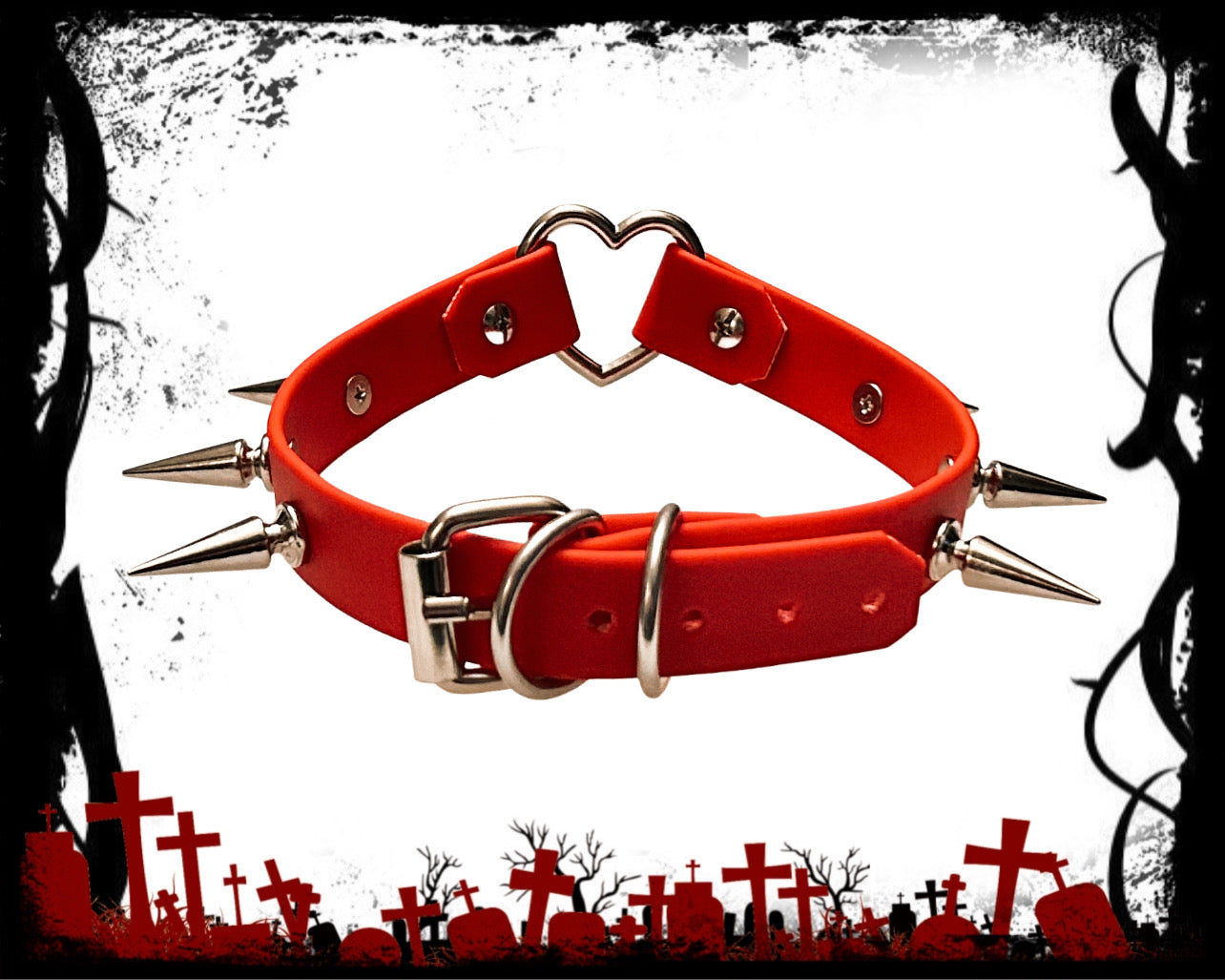 Cherry Red Spiked Choker