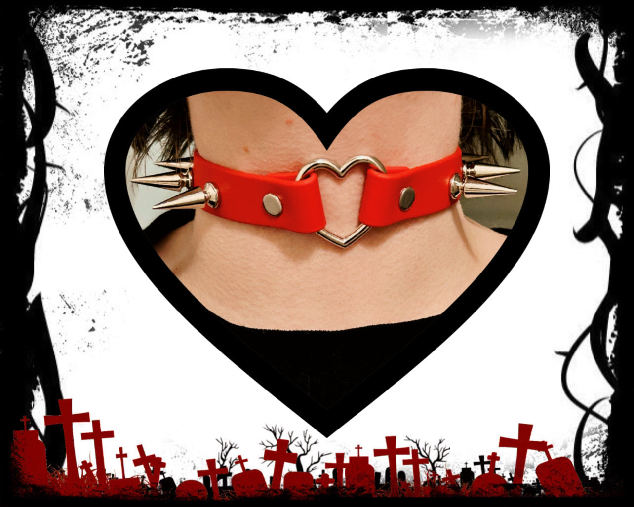 Cherry Red Spiked Choker