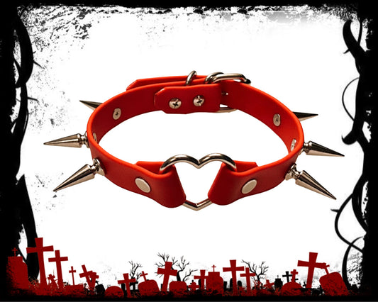 Cherry Red Spiked Choker